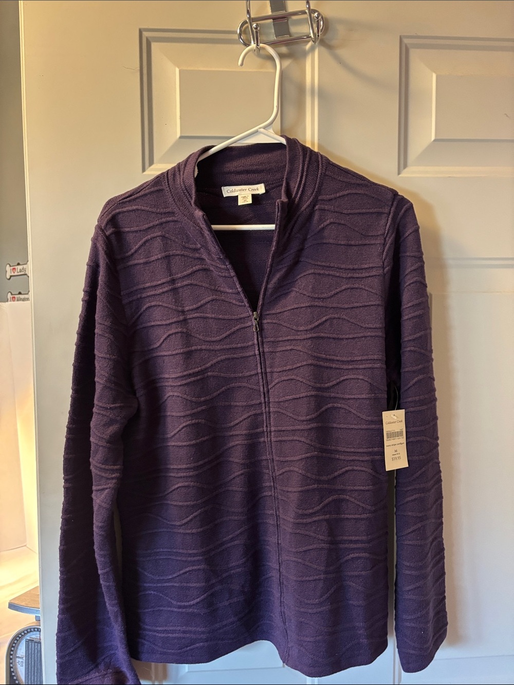 Women’s Cold Water Creek Deep Purple Zip-Up Textured Sweater